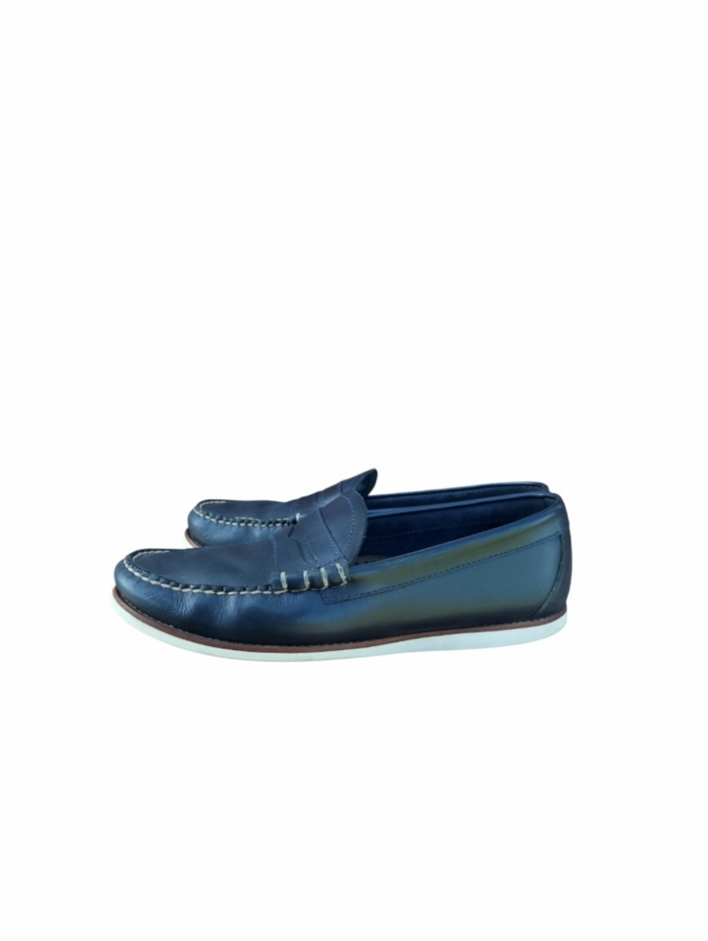 Bass Weejuns Navy Blue Leather Slip On Boat Penny Loafer Casual Shoe Men 10 GH - Picture 3 of 11
